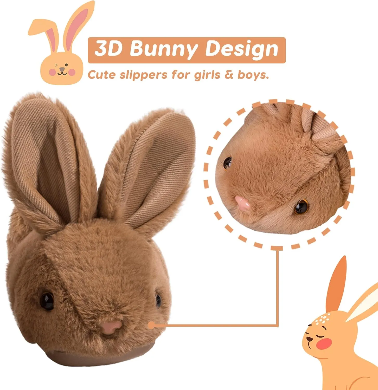 Toddler Bunny Slippers for Girls Boys Warm Plush Cute Rabbit Slippers Cozy House Slippers Indoor Outdoor for Kids Children