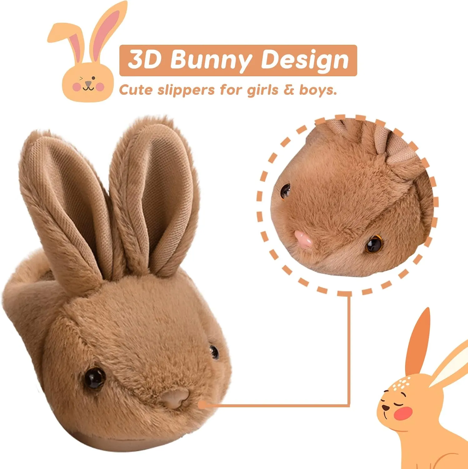Toddler Bunny Slippers for Girls Boys Warm Plush Cute Rabbit Slippers Cozy House Slippers Indoor Outdoor for Kids Children