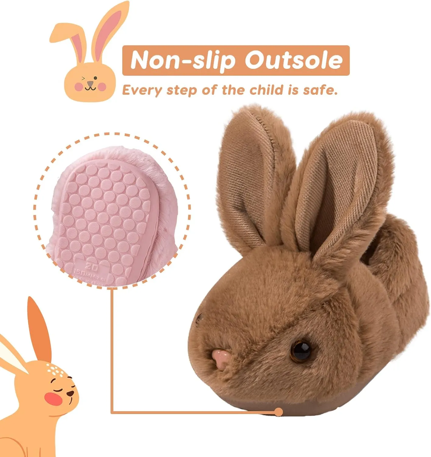 Toddler Bunny Slippers for Girls Boys Warm Plush Cute Rabbit Slippers Cozy House Slippers Indoor Outdoor for Kids Children