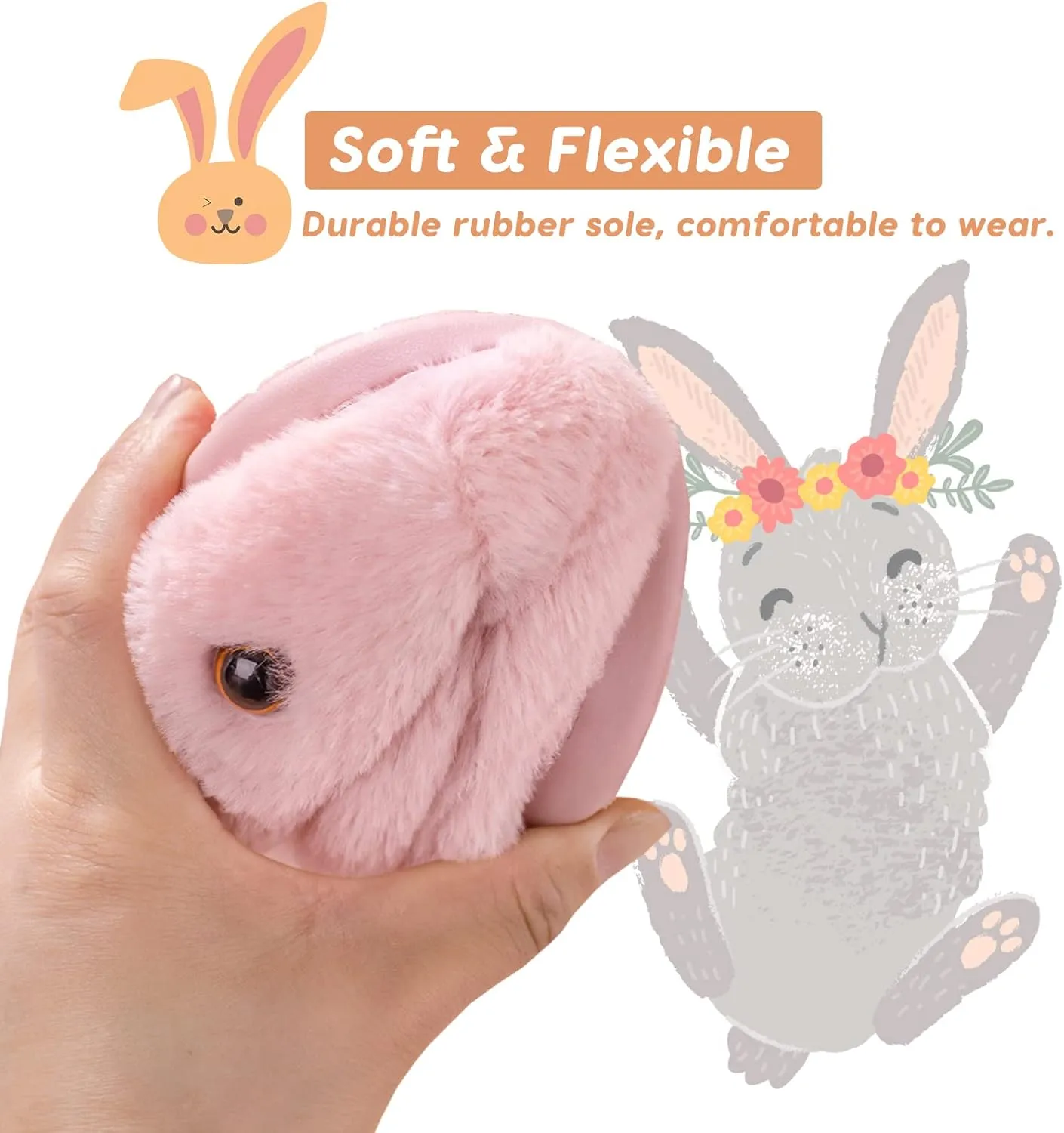 Toddler Bunny Slippers for Girls Boys Warm Plush Cute Rabbit Slippers Cozy House Slippers Indoor Outdoor for Kids Children