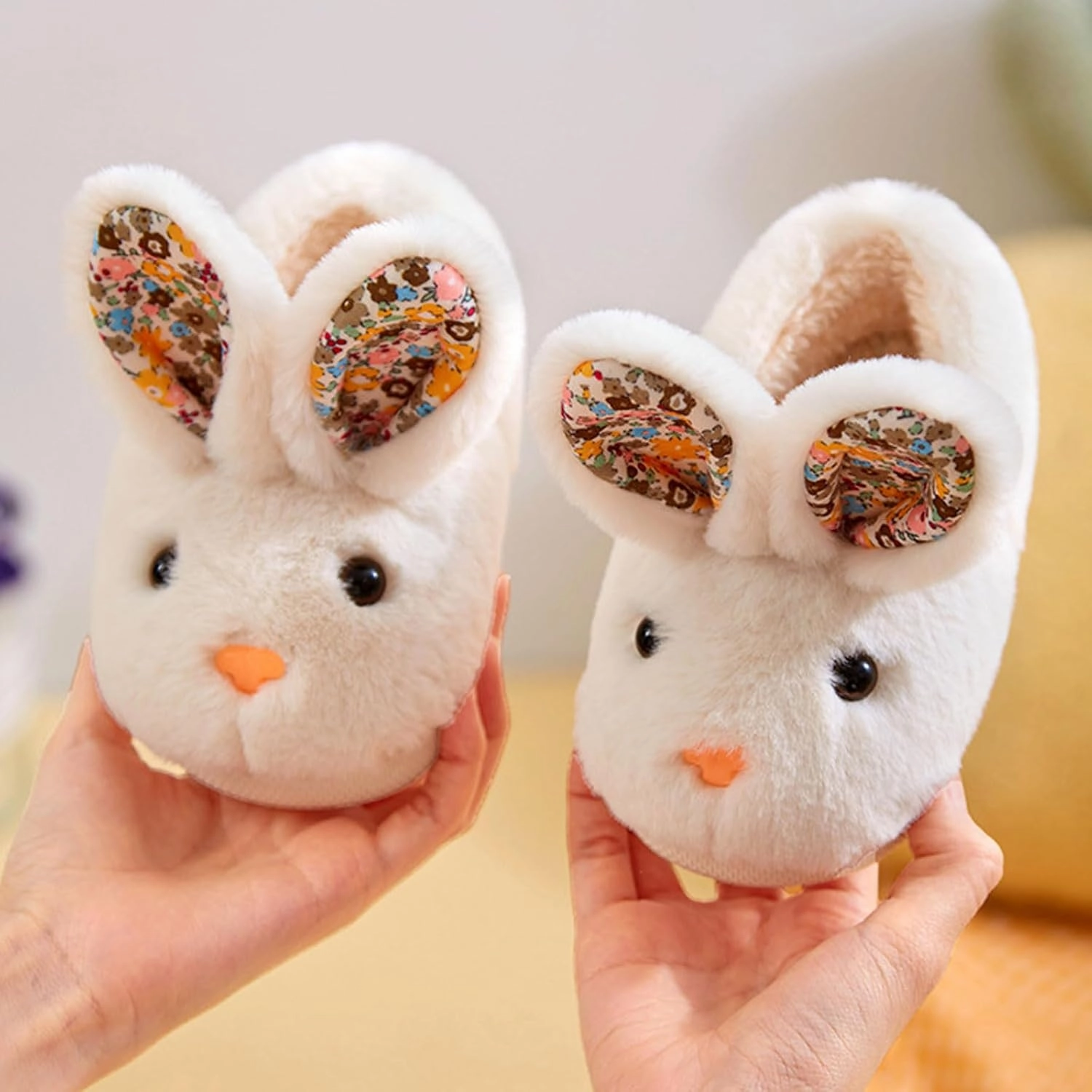 Toddler Bunny Slippers,Bunny Slippers for Kids,Cute Bunny Slippers for Little Kids,Non Slip Sole Soft Fuzzy