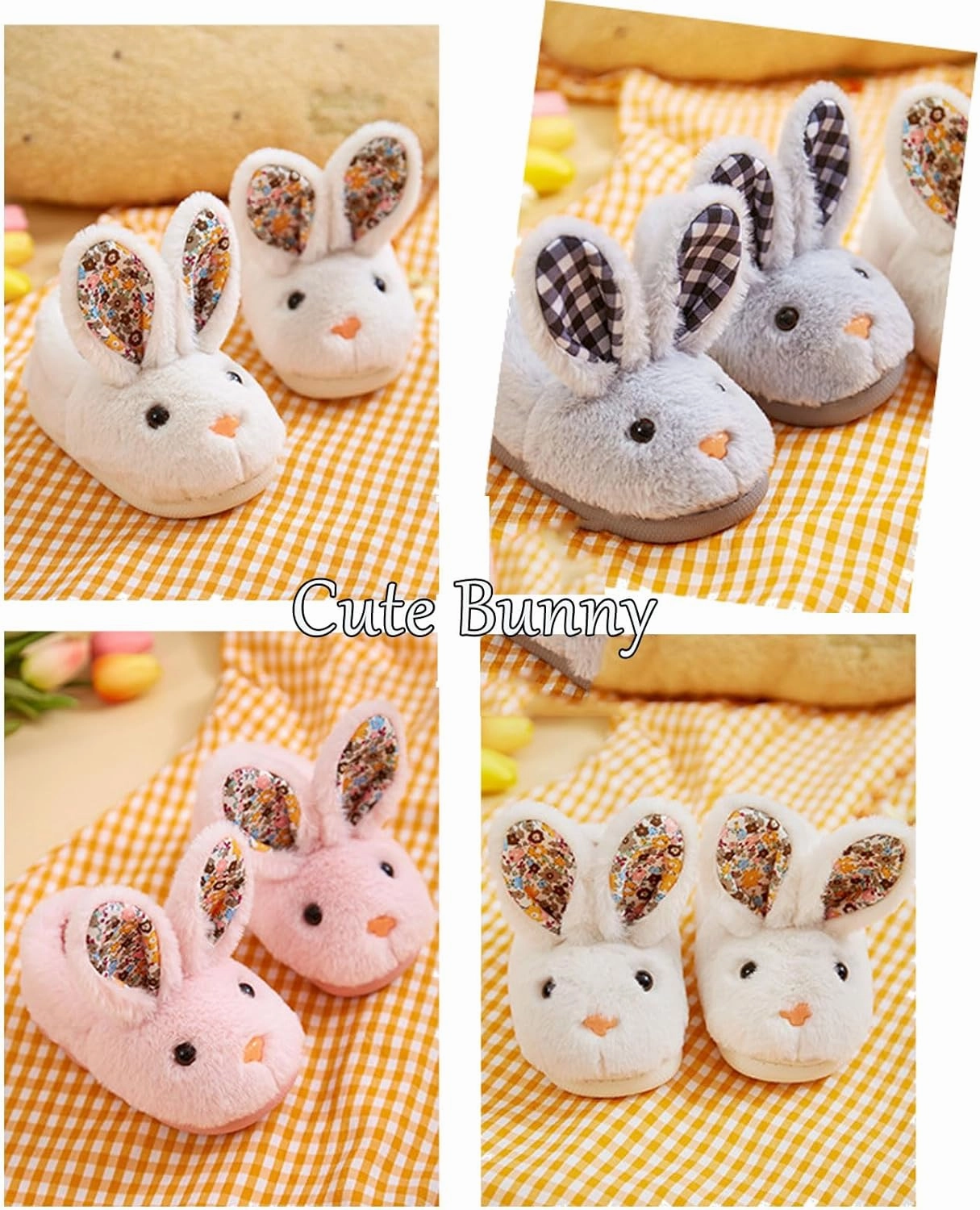 Toddler Bunny Slippers,Bunny Slippers for Kids,Cute Bunny Slippers for Little Kids,Non Slip Sole Soft Fuzzy