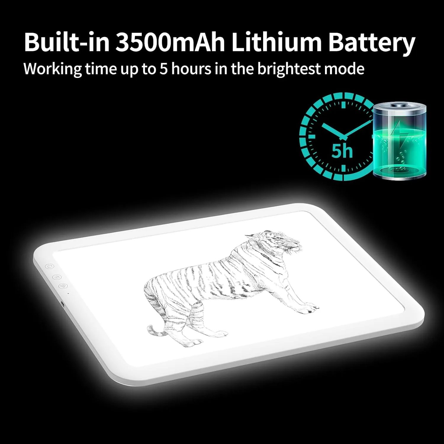 TOHETO A4 Rechargeable Led Super Bright Light Pad with Carry Bag for Weeding Vinyl, Portable Wireless 3500mAh Battery Light Board/Box for Tracing, Diamond Painting, Sketching & Drawing (White)