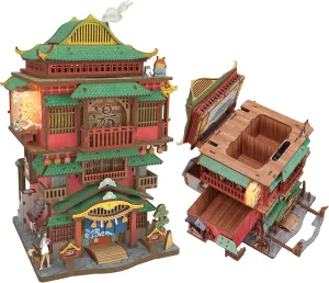 Tonecheer 3D Puzzle Kit for Adults, DIY Wooden Model Building Set Desktop Storage Kit Box Japanese Miniature Doll House, Home Decor Wood Craft Auto-Sensing Gift for Christmas Birthday (Onsen Saga)