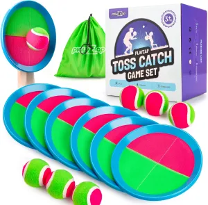 Toss and Catch Ball Set - Indoor Outdoor Toys for Kids Games - Outside Yard Pool Beach Toys for 3 4 5 6 7 8  Years Old Boys Girls - Classic Birthday Gift - 6 Pack Pink