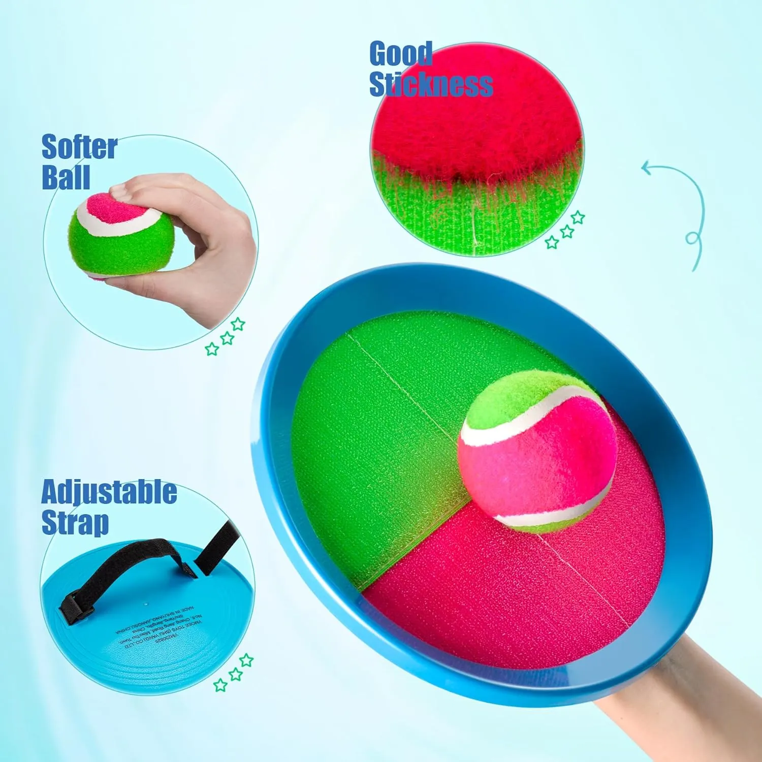 Toss and Catch Ball Set - Indoor Outdoor Toys for Kids Games - Outside Yard Pool Beach Toys for 3 4 5 6 7 8  Years Old Boys Girls - Classic Birthday Gift - 6 Pack Pink