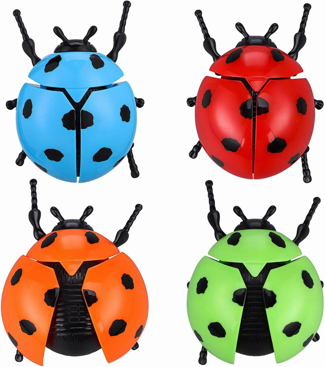 TOYANDONA 4pcs Wind Up Walking Bugs & Ladybug Toys - Clockwork Novelty Toys for Boys & Girls, 9.00X6.33X4.20CM