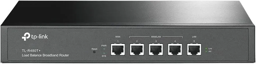TP-Link SafeStream TL-480T  10/100 Broadband Desktop/Rackmount Loadbalance Router, 150M NAT throughput, 30k Concurrent Sessions, VLAN, Multi-NAT, 4 WAN Load balance or auto failover