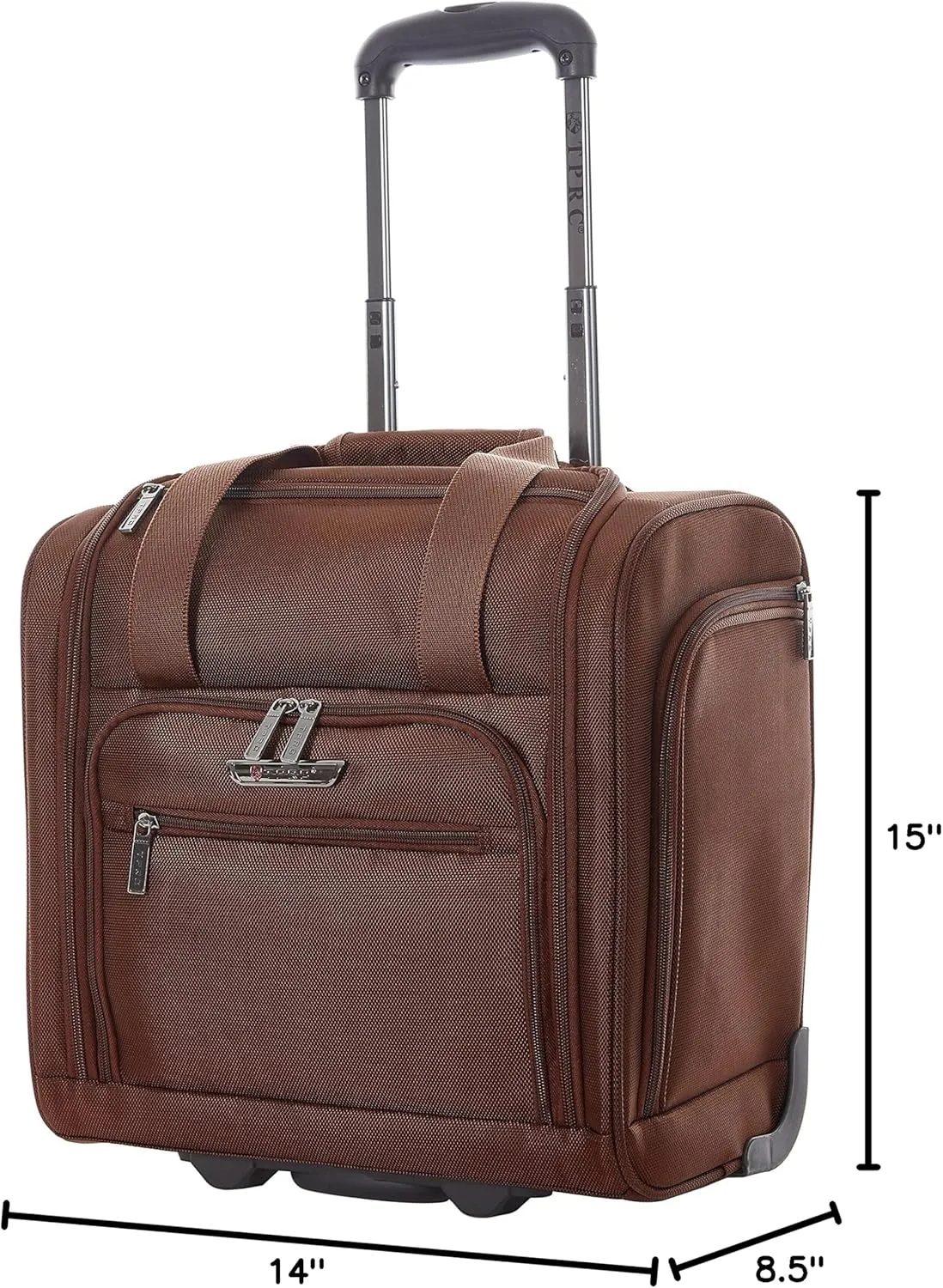 TPRC Smart Under Seat Carry-On Luggage with USB Charging Port, Brown, Underseater 15-Inch