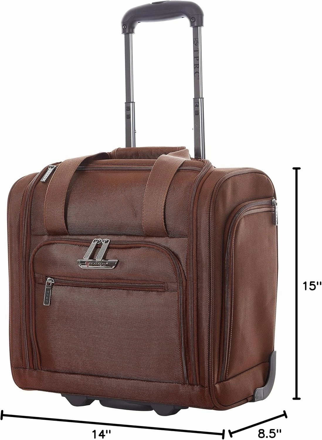 TPRC Smart Under Seat Carry-On Luggage with USB Charging Port, Brown, Underseater 15-Inch