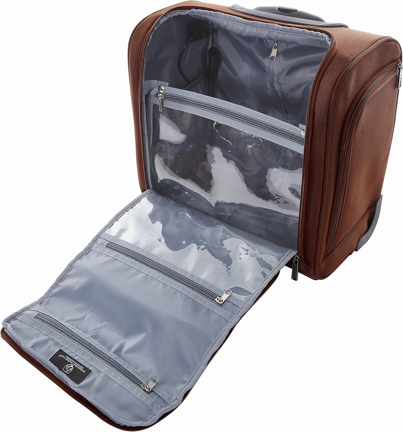 TPRC Smart Under Seat Carry-On Luggage with USB Charging Port, Brown, Underseater 15-Inch