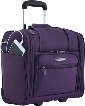 TPRC Smart Under Seat Carry-On Luggage with USB Charging Port, Purple, Underseater 15-Inch