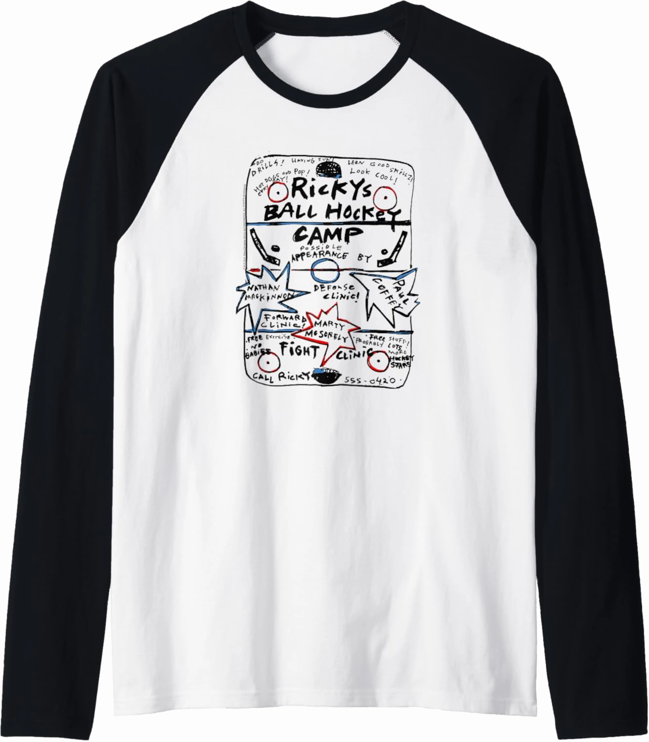 Trailer Park Boys Ricky's Ball Hockey Camp Raglan Baseball Tee