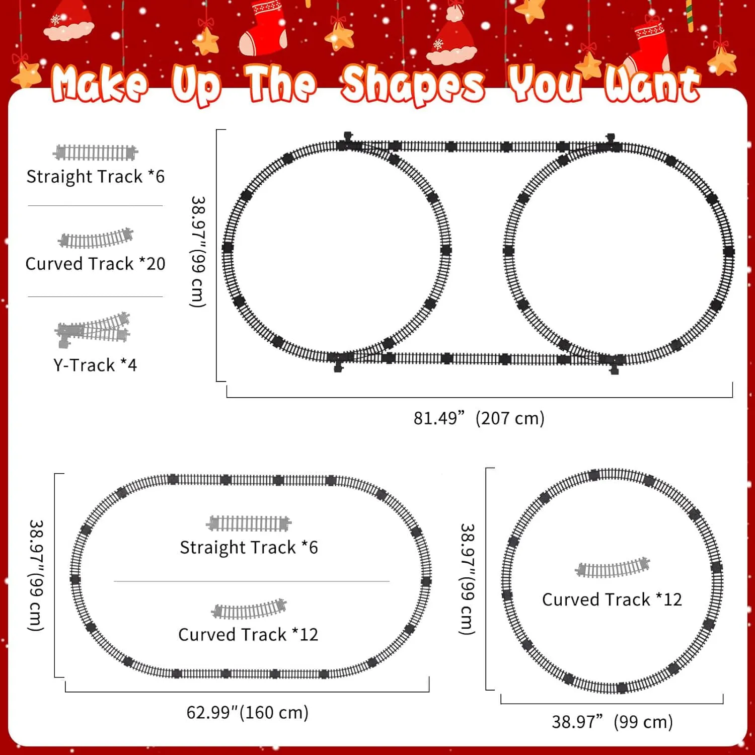 Train Set, Christmas Train Sets for Around The Tree Electric Train Set with Steam, Lights and Sound, Model Train Sets for Kids Toy Gifts for 3 4 5 6 7 8  Years Old (Remote Control)