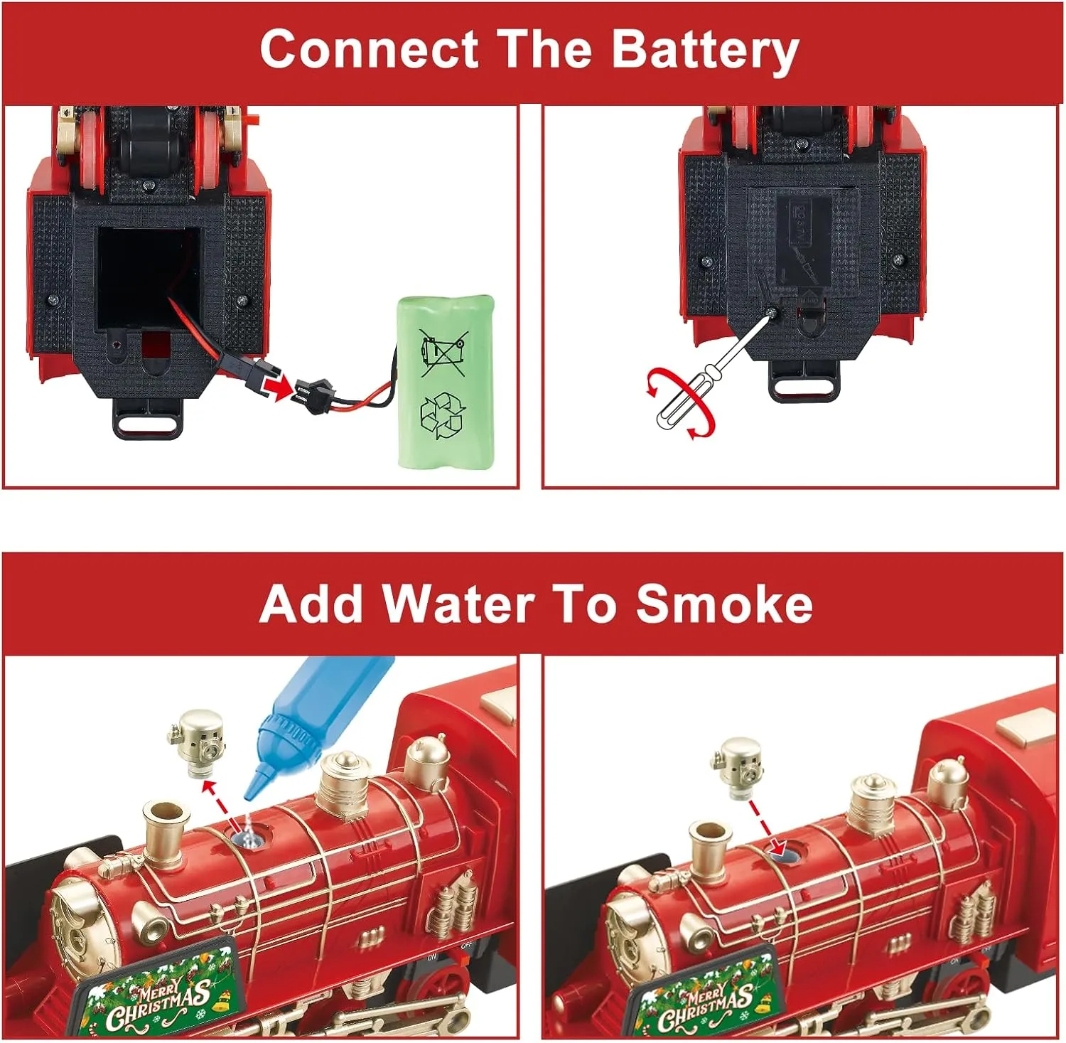 Train Set- Christmas Tree Train w/ 4 Speed, Rc, Smokes, Lights & Music(ON/Off), Christmas Train Sets, Rechargeable Trains Set for Kids, Electric Train Set for Under Christmas Tree, Boys Toy