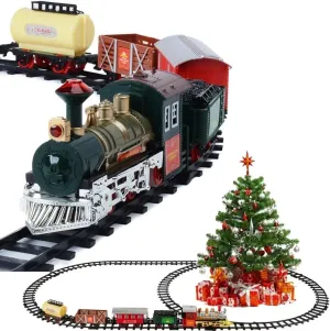 Train Set for Toddlers 3 to 5, Electric Christmas Train Sets with Locomotive Engine, Carriages, Tracks, Lights, Sounds, Christmas Train Toys Gift for Kids Boys and Girls 3 4 5 6 7 8 and Up Years Old