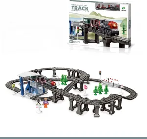 Train Track Set - Trains for Kids Ages 4-8, Toy Train Set for Under Christmas Tree (135Pcs Retro Train)