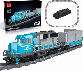 Train Building Block Set, Freight Cargo Internal Combustion Locomotive Model Building Toys, Gift for Kids Age 8 /Adult (1078 Pieces, with 32 Rails and Rechargeable Motor)