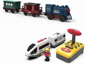 Train Toy Electric Train Set for Wooden Track, Battery Operated Train Toy Compatible with Thomas, Brio, Chuggington