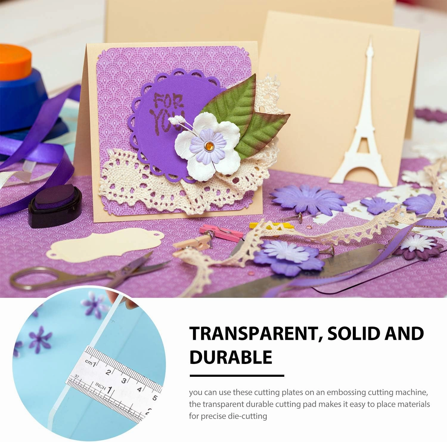 Transparency Acrylic Cutting Pads Die Cutting Plates for Embossing Crafting (4 Pieces, 8.7 x 6.1 Inch)