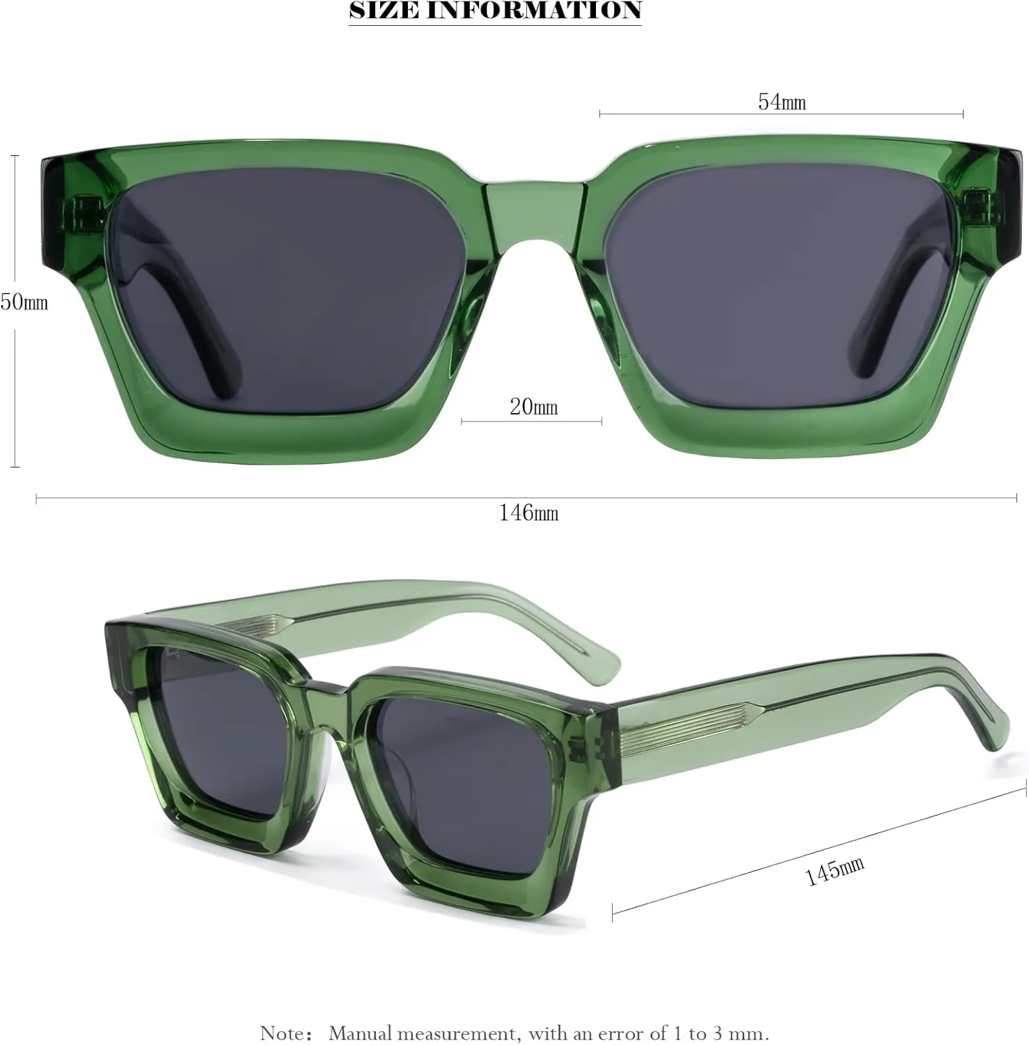 Trendy Polarized Sunglasses for Men Women, UV400 & Shatterproof, Durable Acetate Frame, Anti Glare HD Lens 1439S