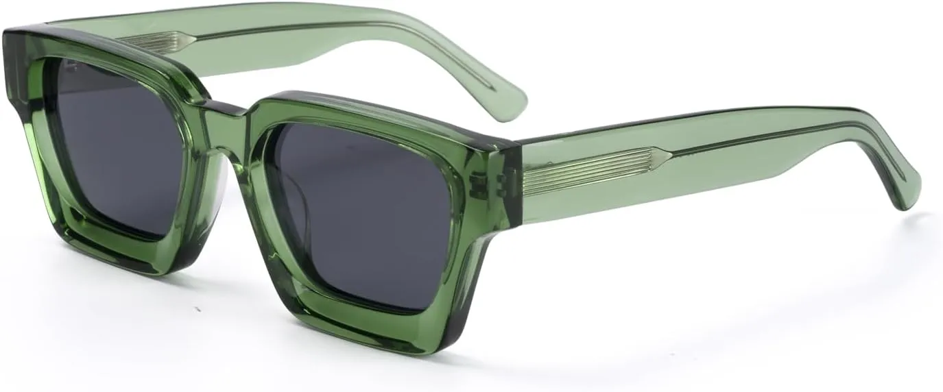 Trendy Polarized Sunglasses for Men Women, UV400 & Shatterproof, Durable Acetate Frame, Anti Glare HD Lens 1439S
