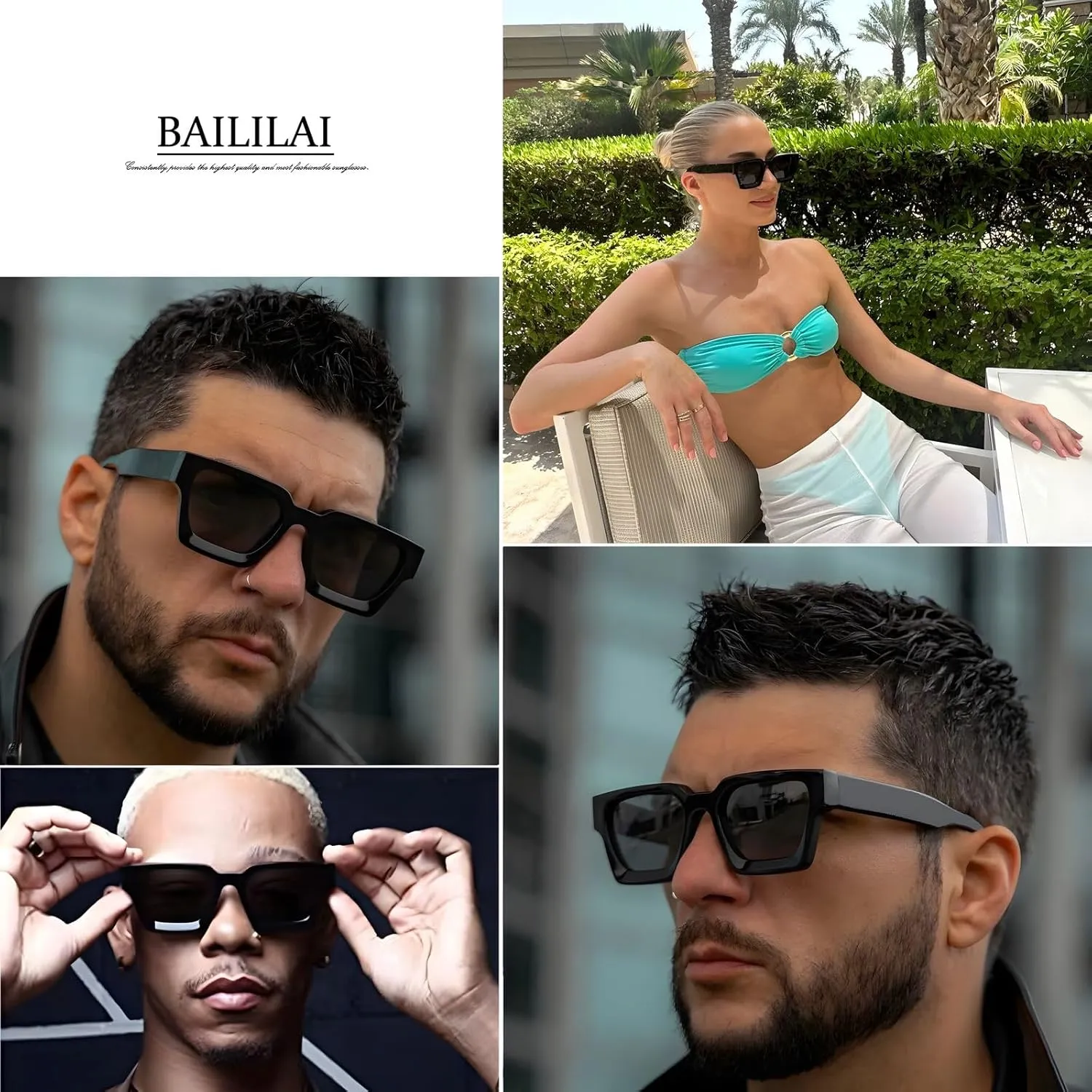 Trendy Polarized Sunglasses for Men Women, UV400 & Shatterproof, Durable Acetate Frame, Anti Glare HD Lens 1439S