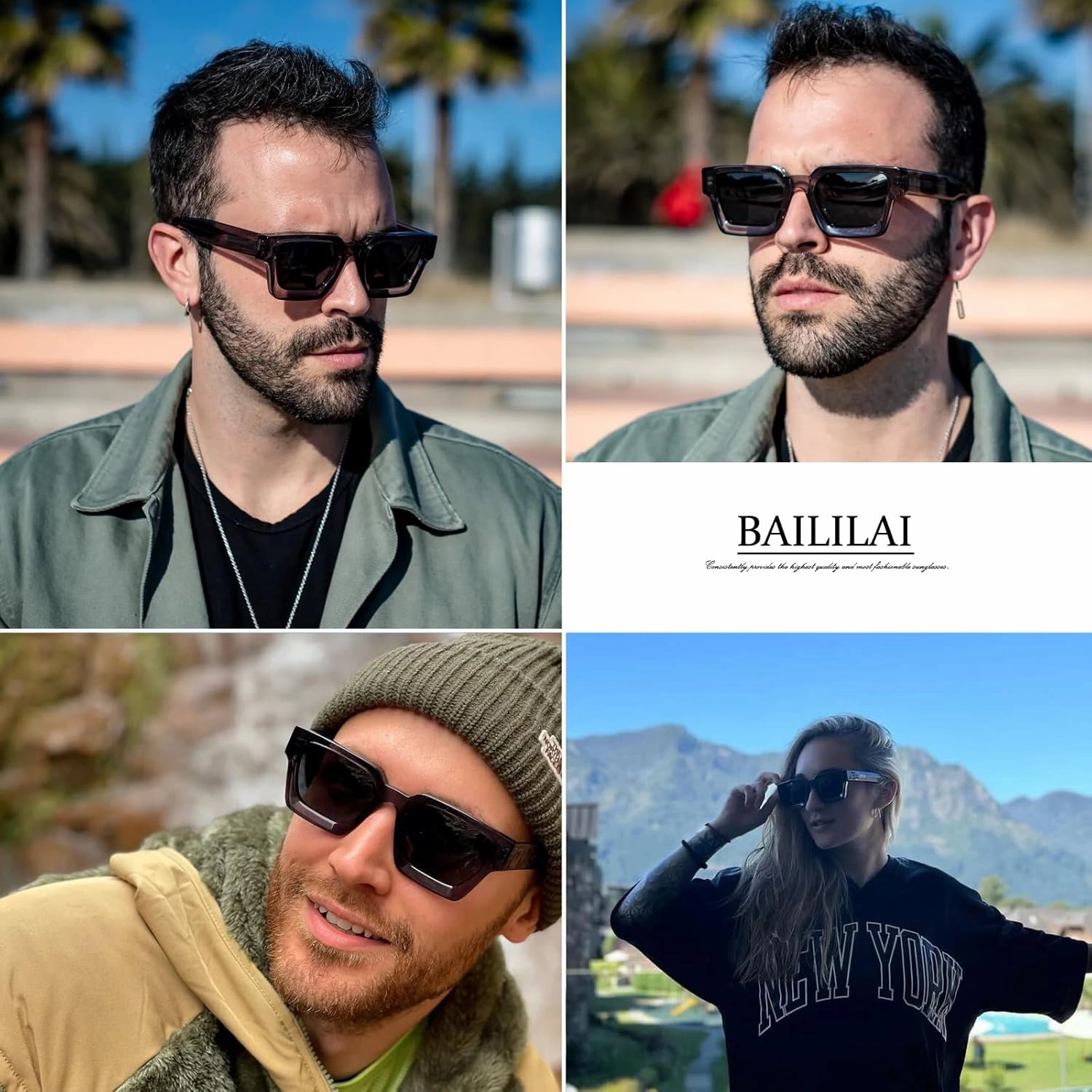 Trendy Polarized Sunglasses for Men Women, UV400 & Shatterproof, Durable Acetate Frame, Anti Glare HD Lens 1439S