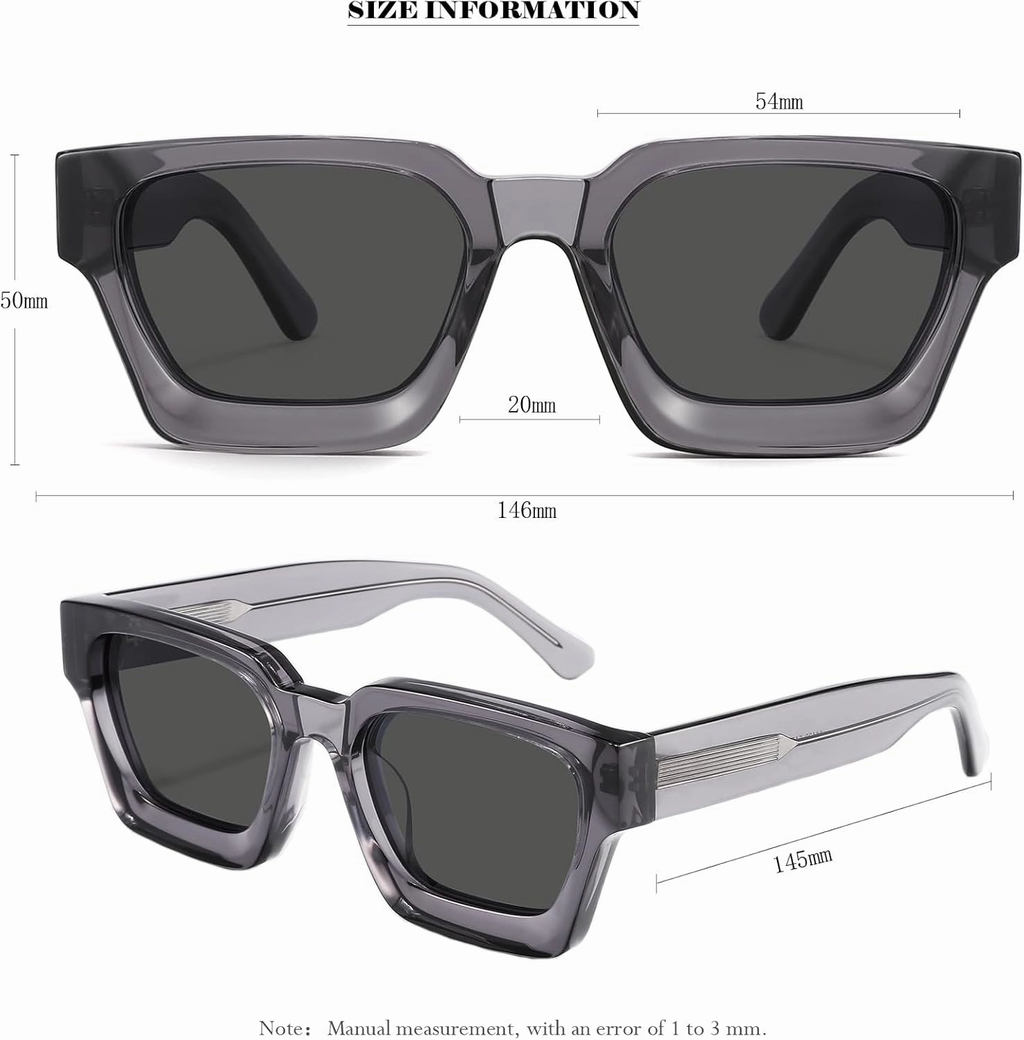Trendy Polarized Sunglasses for Men Women, UV400 & Shatterproof, Durable Acetate Frame, Anti Glare HD Lens 1439S