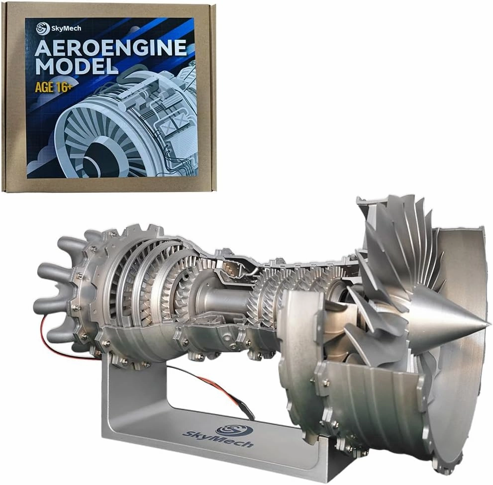 Trent 900 Turbofan Engine Model Kits for Adults, Functional Aircraft Engine Model, Engine Model Kits, Science Kits, Desktop Decor, Collections (Silver/150PCS)
