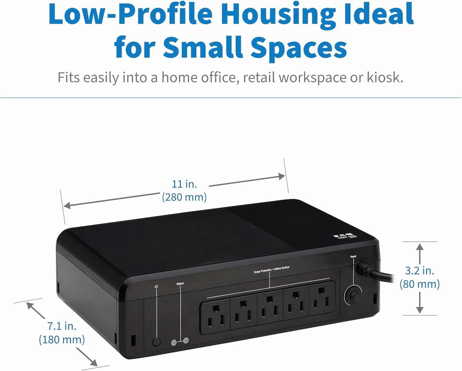 Tripp Lite 850VA UPS Desktop Battery Backup and Surge Protector, 450W, 5 Outlets, Home & Office UPS, Small Form Factor, Wall Mounting Option, 5ft Cord, 3-Year Warranty (BC850R)