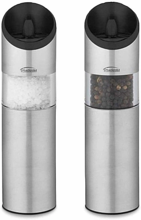 Trudeau Graviti Battery Operated Salt & Pepper Mill Set (Silver)