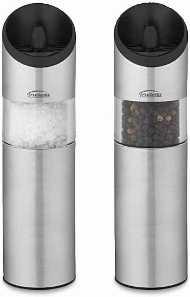 Trudeau Graviti Battery Operated Salt & Pepper Mill Set (Silver)