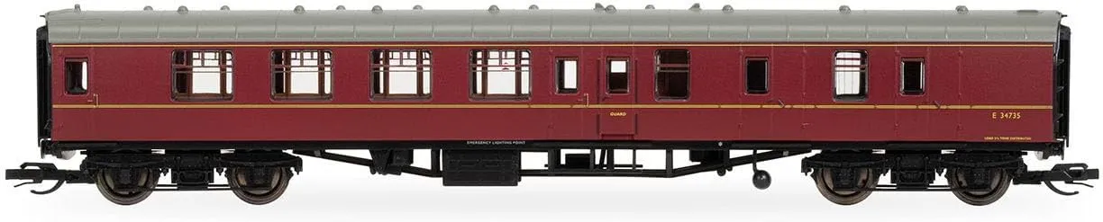TT:120 Hornby Coach Car - TT4002 BR Mk1 Brake Second E34735 - Era 5 Train Toy, TT Gauge Carriage for Train Set, Rolling Stock Models for Adults - 1:120 Scale Model Gift