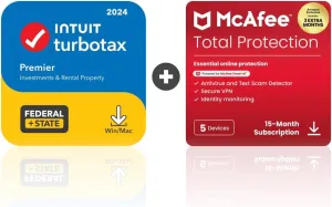 TurboTax Premier 2024 Tax Software, Federal & State [PC/MAC Download] & McAfee Total Protection 5 Devices
