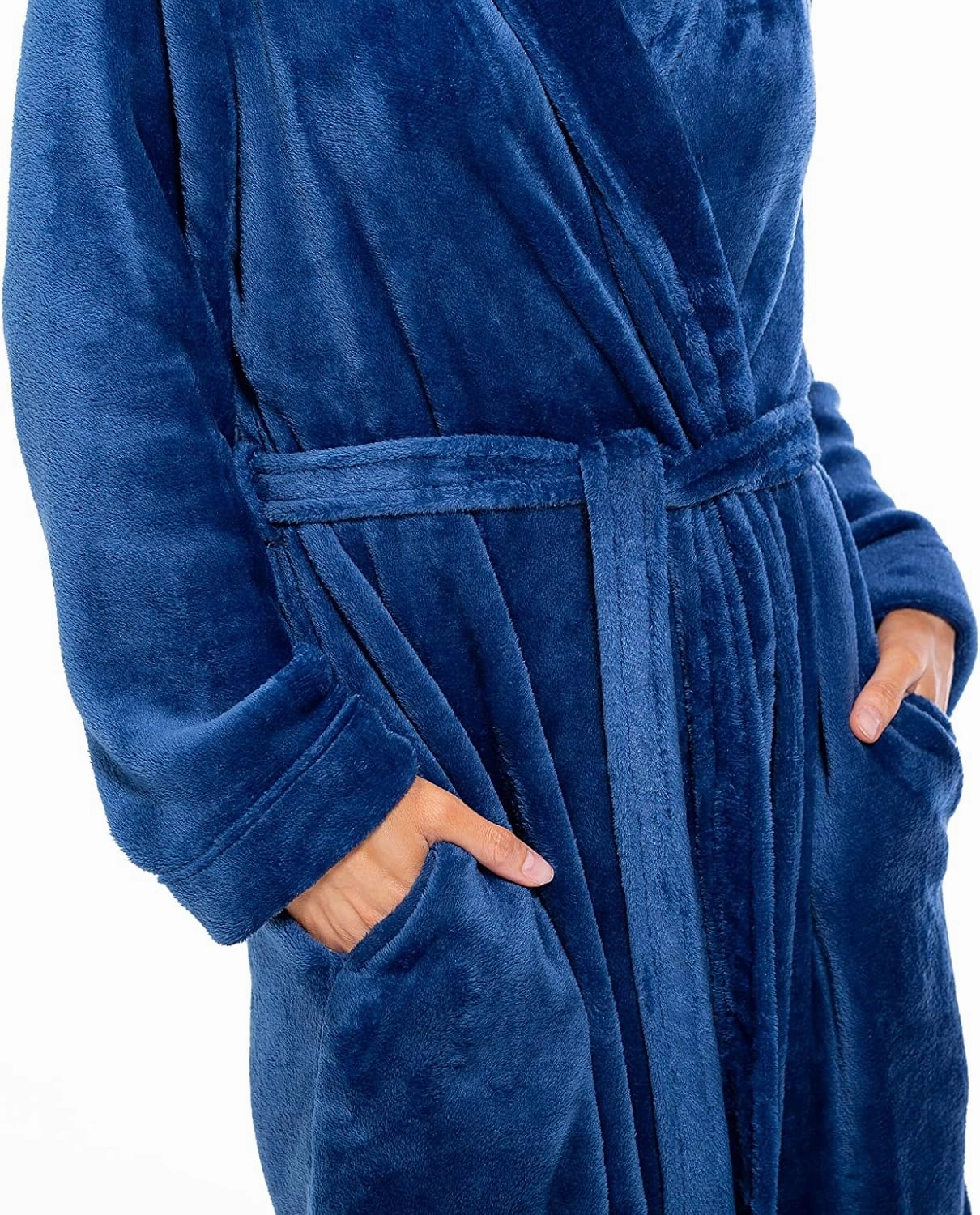 Turquaz Robes For Women, Womens Fleece Shawl Collar Soft Plush Knee Length Spa Robe