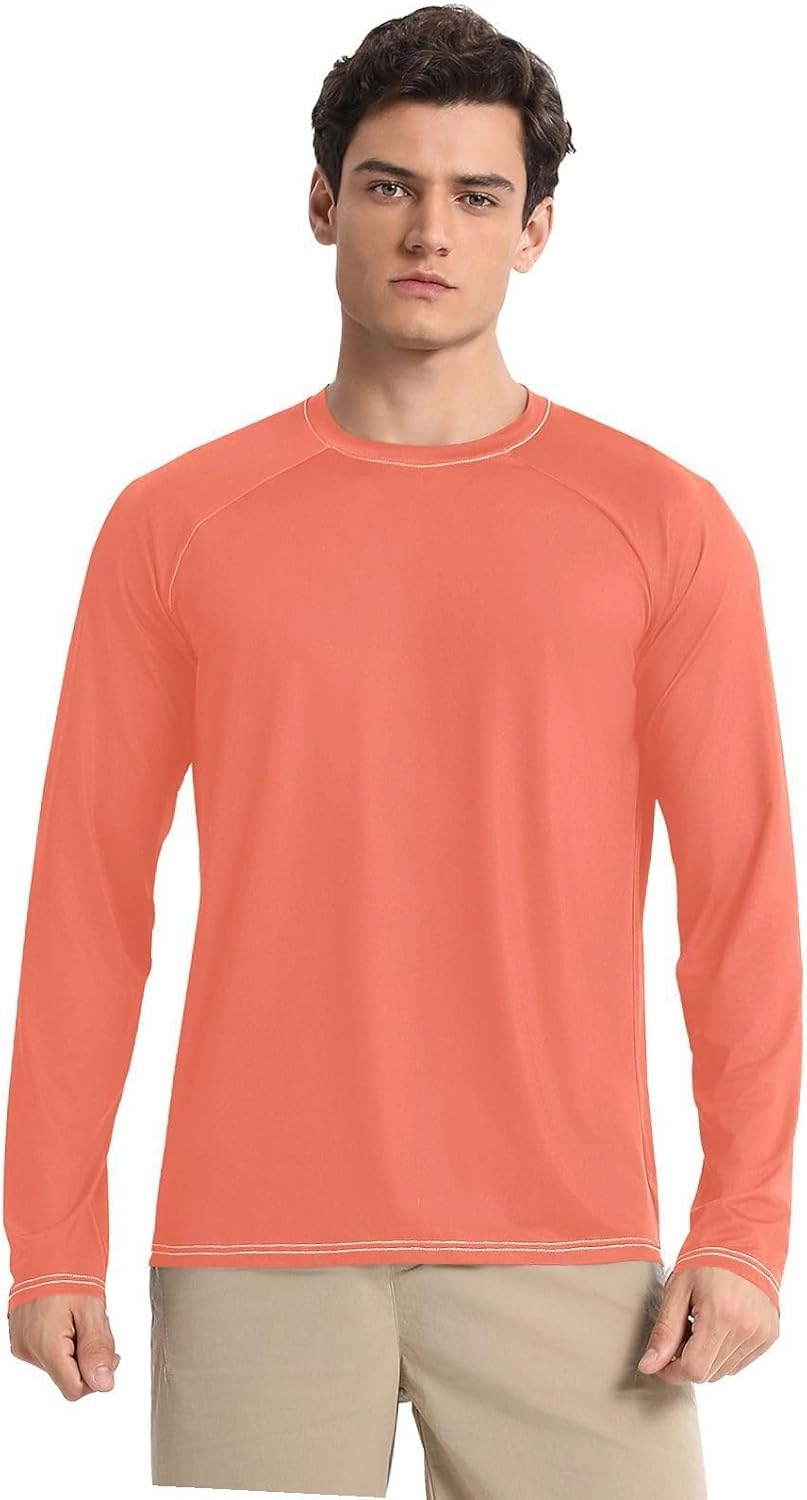 Turquoise SPF 50 Shirts for Men Quick Dry Hot Weather Long Sleeve Shirt Small