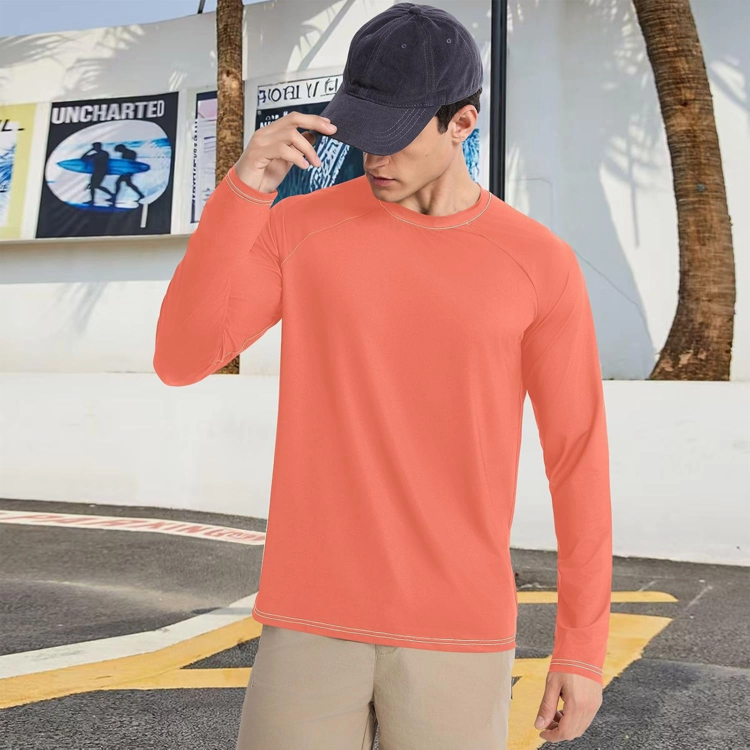 Turquoise SPF 50 Shirts for Men Quick Dry Hot Weather Long Sleeve Shirt Small