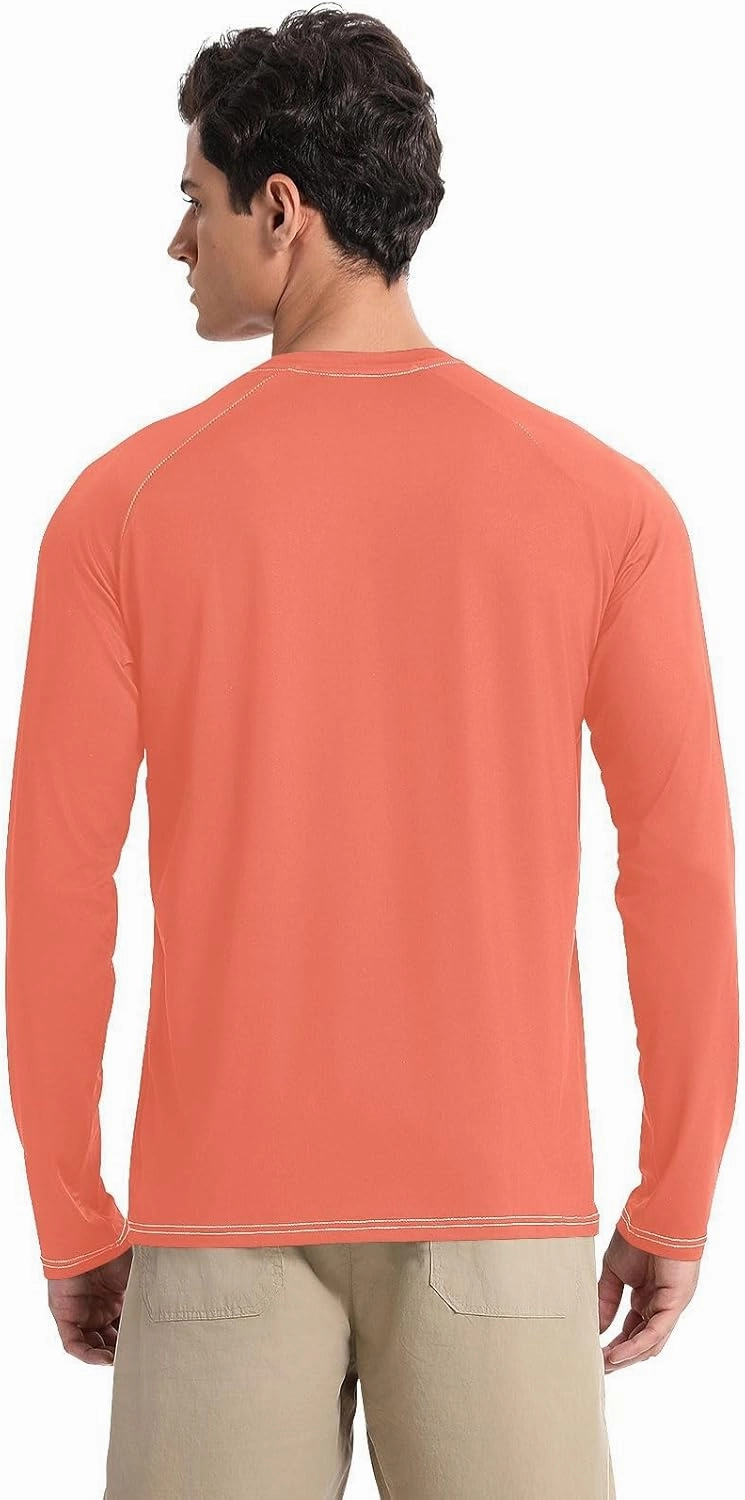 Turquoise SPF 50 Shirts for Men Quick Dry Hot Weather Long Sleeve Shirt Small
