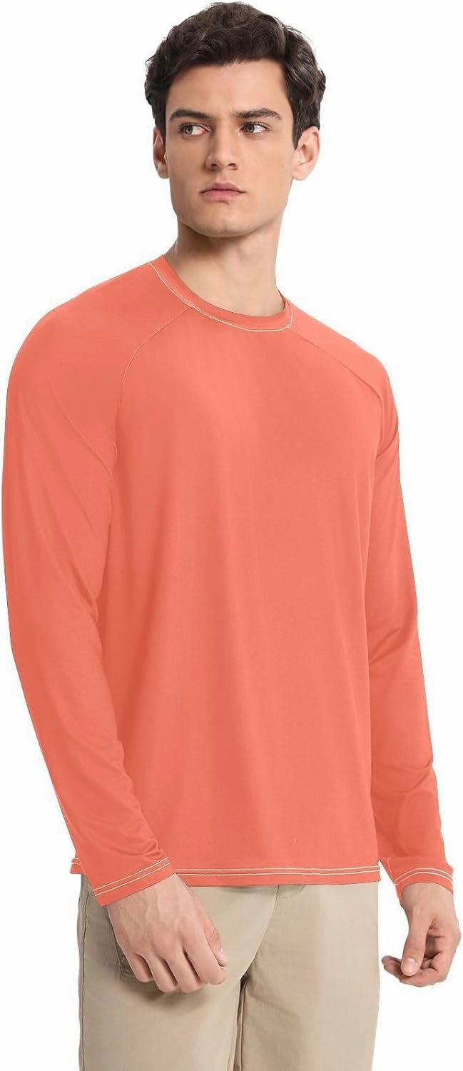 Turquoise SPF 50 Shirts for Men Quick Dry Hot Weather Long Sleeve Shirt Small