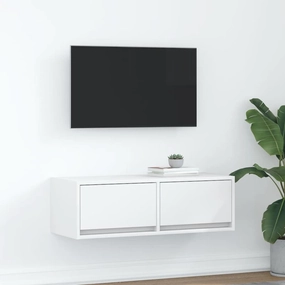 TV Cabinet White Engineered Wood Medium TV Cabinet Rectangular14,2KG