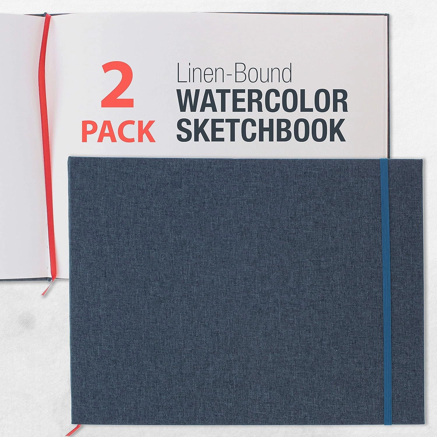 U.S. Art Supply 9" x 12" Watercolor Book (2 Pack, 76 Sheets Each) - 110lb (230 GSM) Linen-Bound Hardcover Artist Paper Pads - Acid-Free Cold-Pressed Watercolor Paper Pad Mixed Media