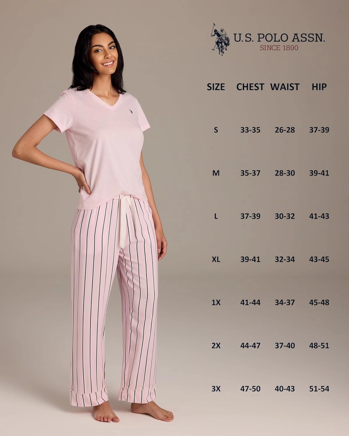 U.S. Polo Assn. Pajama Sets for Women 2 Piece, PJ Sets for Women with Knit Sleep Tee and Woven Pajama Pants with Pockets