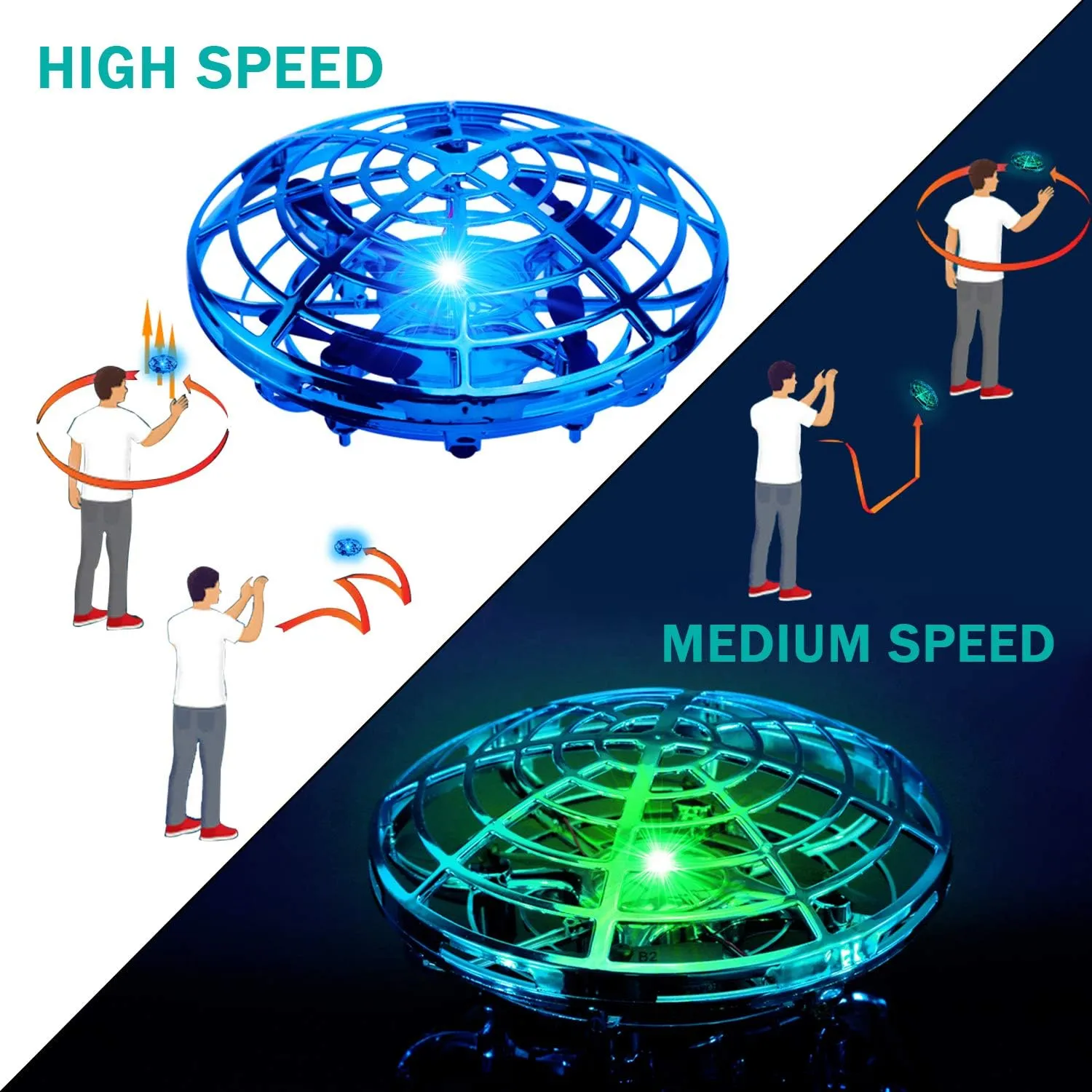 UFO Interactive Air Craft - Mini Flying Drone With Lights And Hand Controlled Rotation - Brand New Factory Sealed.