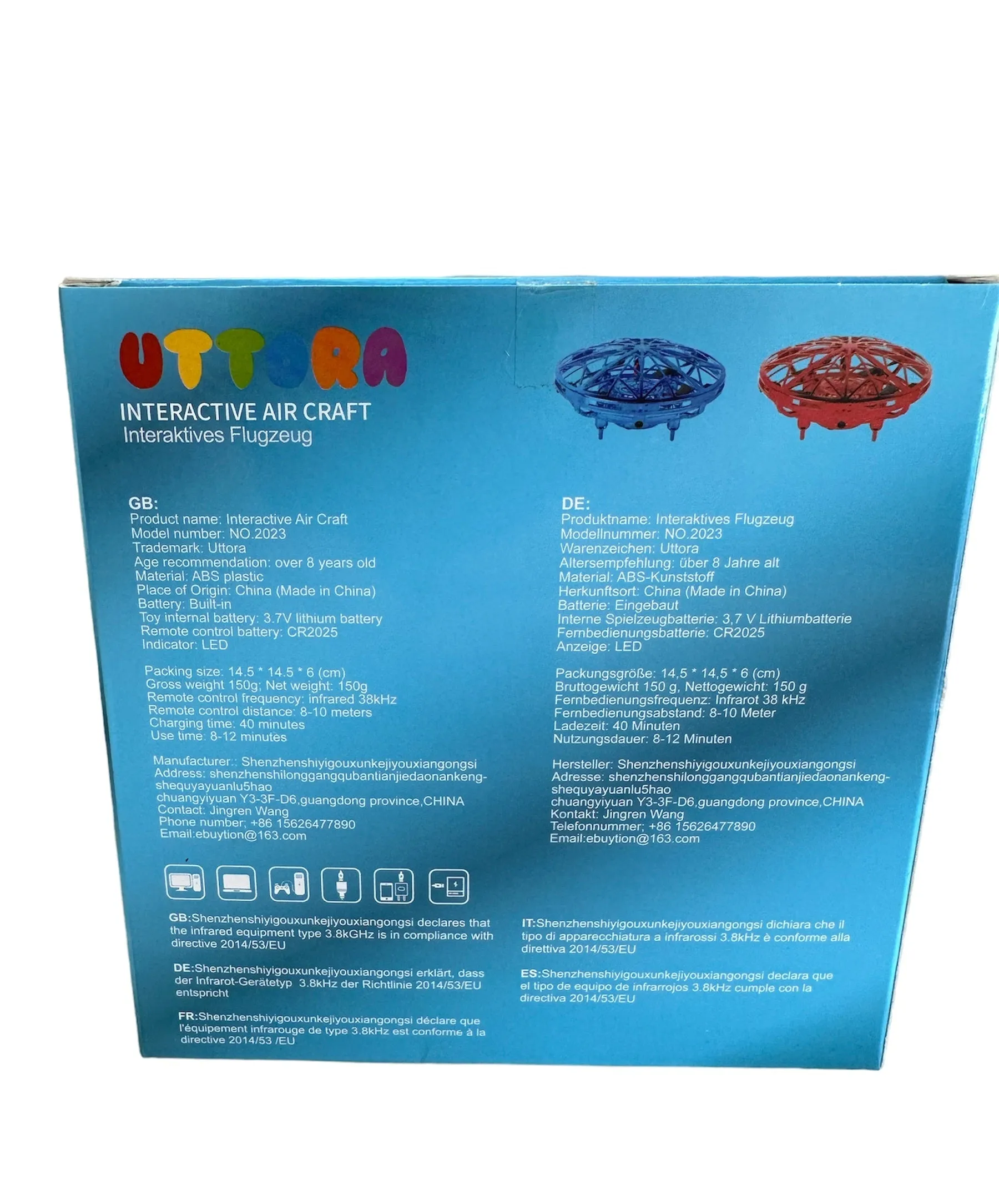 UFO Interactive Air Craft - Mini Flying Drone With Lights And Hand Controlled Rotation - Brand New Factory Sealed.
