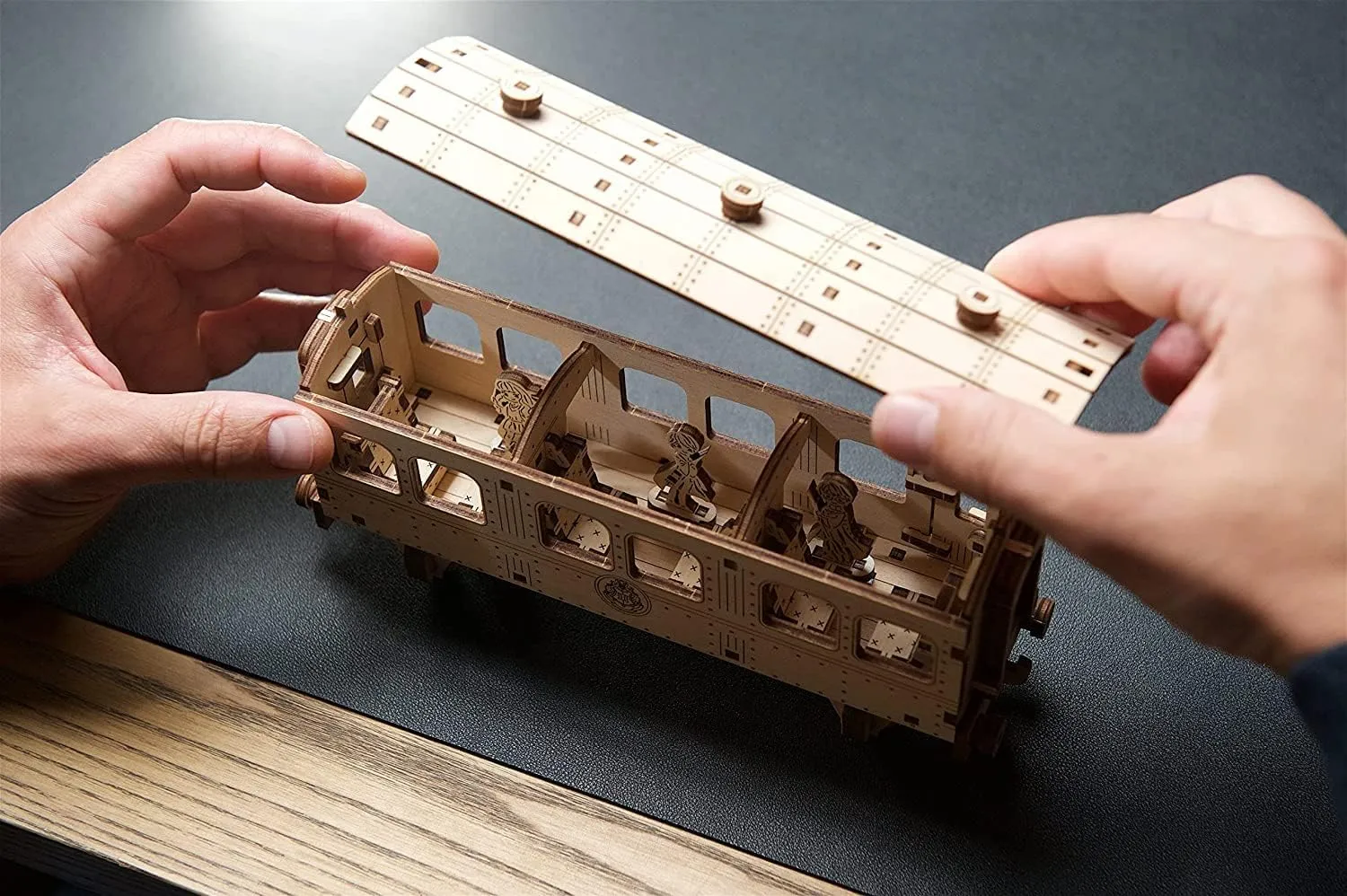 UGEARS Harry Potter Hogwarts Express 3D Puzzles for Adults to Build - Model Kits for Building Model Train Set - 3D Wooden Puzzle Includes Train, Tracks, Tender, Carriage and 3 Figurines