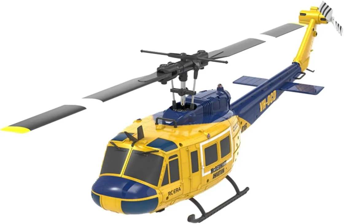 UH-1 Huey RC Helicopter, 1/48 Scale 2.4G 6CH C032 Remote Control Flybarless Stunt Helicopter, 3D/6G Mode, Intelligent Positioning, 3Battery