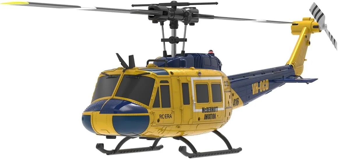 UH-1 Huey RC Helicopter, 1/48 Scale 2.4G 6CH C032 Remote Control Flybarless Stunt Helicopter, 3D/6G Mode, Intelligent Positioning, 3Battery