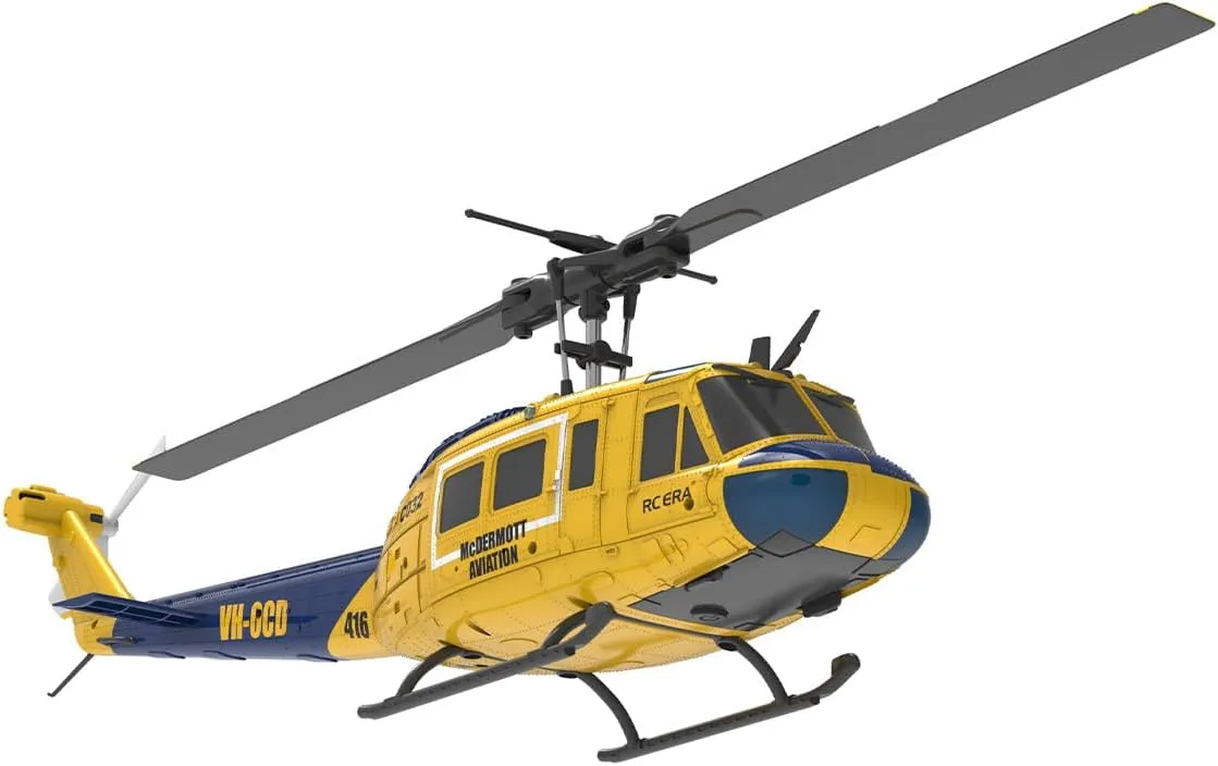 UH-1 Huey RC Helicopter, 1/48 Scale 2.4G 6CH C032 Remote Control Flybarless Stunt Helicopter, 3D/6G Mode, Intelligent Positioning, 3Battery