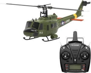 UH-1 Huey Remote Control Helicopter, 1/34 Scale RC Helicopter Model, 2.4G 6CH Brushless Direct-Drive Flybarless RC Helicopter, Mode 1/Mode 2 Switchable (RTF Version)